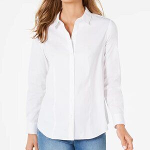 Charter Club Classic Button-Front White Shirt - NWT - SZ 12